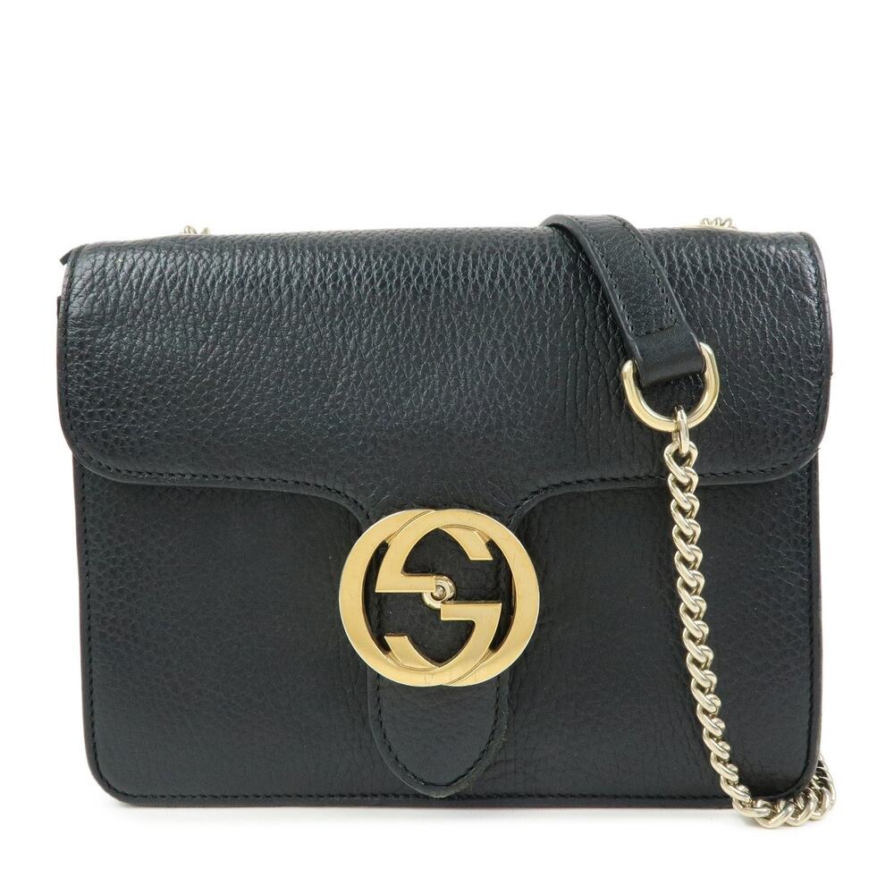 Gucci Interlocking G Flap Calfskin Black